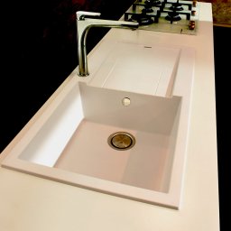 Chiuveta bucatarie granit CookingAid Amanda AM7810 Alba Galbui Jasmine reversibila stanga dreapta cu picurator + accesorii montaj