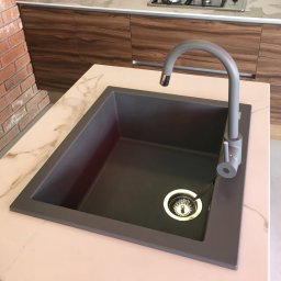 Chiuveta bucatarie granit CookingAid Cube ON5610 Gri Beton inchis Ciment Concrete quartz + accesorii montaj