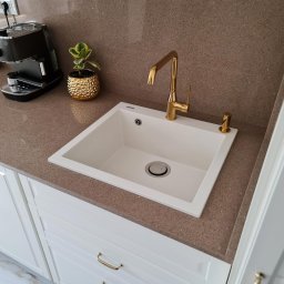Chiuveta bucatarie granit CookingAid Cube ON6010 Alba Galbui Jasmine + accesorii montaj