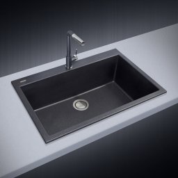 Chiuveta bucatarie granit BLACK METAL QUARZ CookingAid Cube ON8410+ accesorii montaj