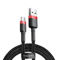 Cafule Series Type-C Red Black 1m, 3A, 480Mbps, impletitura textila