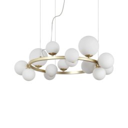 Candelabru Perlage 283814, D:85 cm, 14x4W G9 LED, metal alamă, sticlă albă