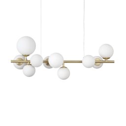 Lustra design Perlage 283791, L:81 cm, 10x4W G9 LED, metal alamă, sticlă albă