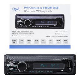 Sistem auto DAB Radio MP3 player auto PNI Clementine 8480BT 4x45w, 12/24V, 1 DIN, cu SD, USB, AUX, RCA, Bluetooth si USB 1.5A pentru incarcare telefon