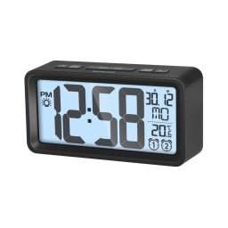 Ceas deșteptător cu afișaj LCD cu termometru 2xAAA negru Sencor