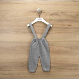 Pantaloni tricotati cu bretele gri Babidu
