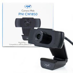 Camera de supraveghere Camera Web PNI CW1850 Full HD 1080P 2MP, USB, clip-on, microfon stereo incorporat