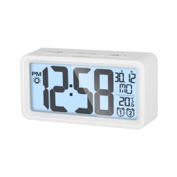 Ceas deșteptător cu afișaj LCD și termometru 2xAAA alb Sencor