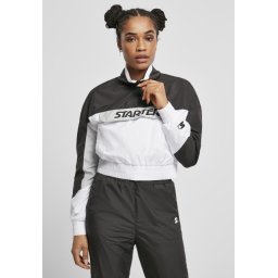 Ladies Starter Colorblock Pull Over Jacket black/white L