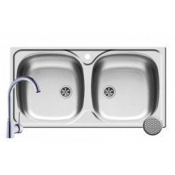 Set chiuveta inox E78 LN & baterie BELLO crom Pyramis 100139301BC