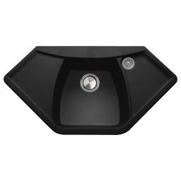 Chiuveta bucatarie granit de colt sau blat liniar CookingAid Naiky CX0981 Neagra Black Metal quartz + accesorii montaj