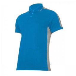 Tricou bumbac polo multicolor / turcoaz-gri - 3xl