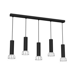 Lustră pe cablu DANTE 5xGU10/25W/230V neagră/crom lucios