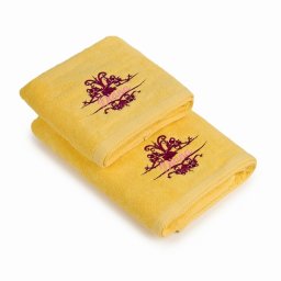 Set 2 Prosoape baie Brodate Alb cu broderie color, Nume, bumbac 100%