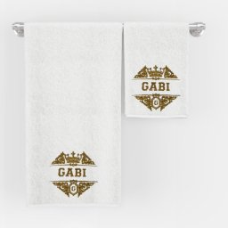 Set 2 Prosoape baie Albe Brodate GABI, bumbac 100%