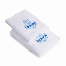 Set 2 Prosoape baie Brodate Alb cu broderie color, Nume, bumbac 100%