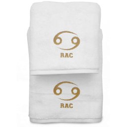 Set 2 Prosoape baie Brodate Alb cu broderie Rac, bumbac 100%
