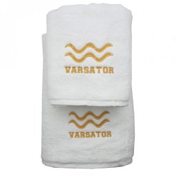 Set 2 Prosoape baie Brodate Alb cu broderie Varsator, bumbac 100%