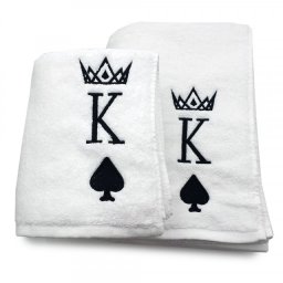 Set 2 Prosoape baie Brodate Alb cu broderie King, bumbac 100%