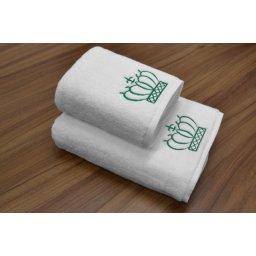Set 2 Prosoape baie Brodate Alb cu broderie Azur, Coroana, bumbac 100%