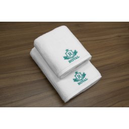 Set 2 Prosoape baie Brodate Alb cu broderie Azur, Royal Home, bumbac 100%