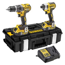 Set 2 scule profesionale pe acumulator DeWALT DCK266P2, 18V, motor fara perii, masina de gaurit DCD796, masina de insurubat cu impact DCF887, 2x acumulator 5 Ah, incarcator rapid, cutie transport TSTAK