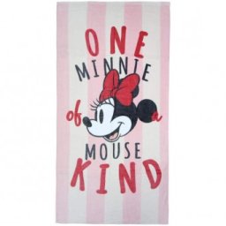 Prosop de plaja Minnie Mouse in dungi albe și roz 170x40 cm 2200003863