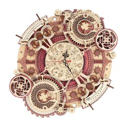 Puzzle 3D Ceas de perete Zodiac, ROKR, Lemn, 168 piese