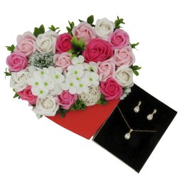 Set cadou Din inima - pentru tine, aranjament floral & bijuterii - ILIF202051