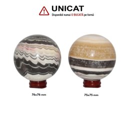 Sfera Aragonit Zebra Argentina Minerala Naturala - 75-76 x 75-76 mm - 1 Buc