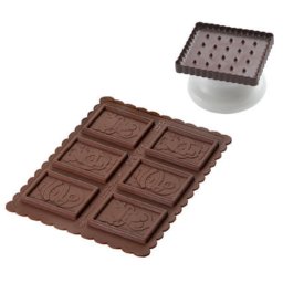 Biscuiti - Decupator Dreptunghi 4.7 x 5.7 x H 0.5 cm, Forma Silicon Om Zapada, 6 cavitati (CKC01)
