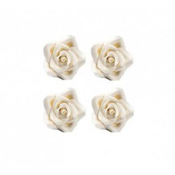 Decor Zahar - Trandafiri Albi O 3.5 cm, 30 buc