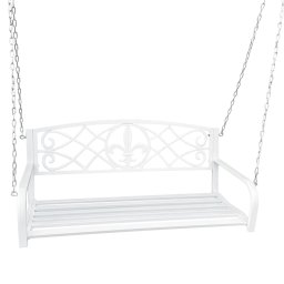 Leagan suspendabil de gradina din otel alb Abea 127x56x52 cm