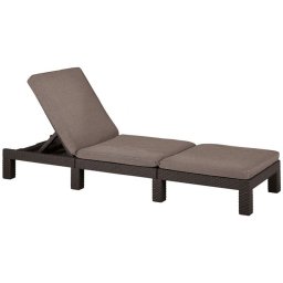 Sezlong pentru gradina, polipropilena, pentru uz rezidential, spatar ajustabil, maro, Keter, perne incluse, 195 x 65 x 25.5 cm, Daytona Deluxe