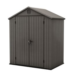 Casuta de gradina, Keter, Gri, 6x4, colectie Darwin, cu usa dubla, cu podea, cu ventilatie, cu ranforsare metalica