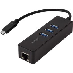 HUB USB 3.0 extern LOGILINK, Type-C 3*USB, with Gigabit Ethernet, black,"UA0283" (include timbru verde 0.5 lei)