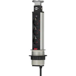 Prelungitor Brennenstuhl Tower Power Alu 3-fold 2m silver / black
