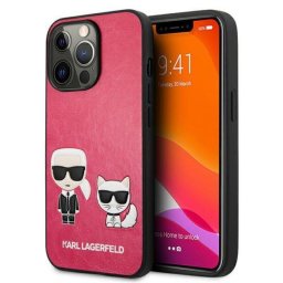 Husa Karl Lagerfeld Husa Ikonik Karl & Choupette iPhone 13 Pro Fuchsia