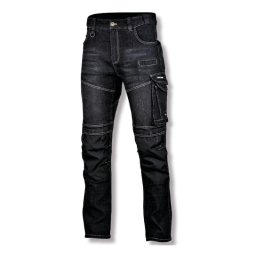 Pantalon lucru tip-blugi slim-fit elastic inchisi - m