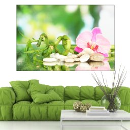 Tablou Canvas Orhidee cu Bambus SPA33 (Dimensiune LxH: 150x100cm)