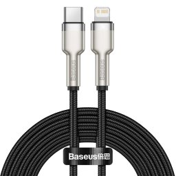 Cafule Series Metal Type-C la Lightning Black 20W, 2m, impletitura nylon