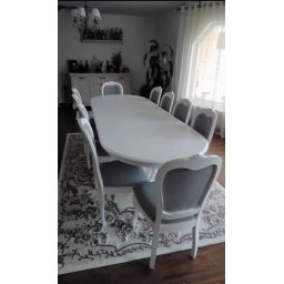 SET INIMA GRI LID 43 MASA EXTENSIBILA 160/200/240/280 cm + 10 SCAUNE LEMN DE FAG