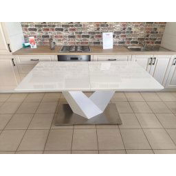 MASA LIDER 18 EXTENSIBILA BUCATARIE SAU LIVING, DESIGN ULTRA-MODERN, METAL, LEMN SI STICLA, ALB, 75 X 220 X 160 CM
