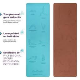 Saltea yoga reversibila, 183x61x0.6cm eco-friendly, TPE, inscriptionata posturi yoga, Sun Salutation Flow 2 in 1, OmDashi