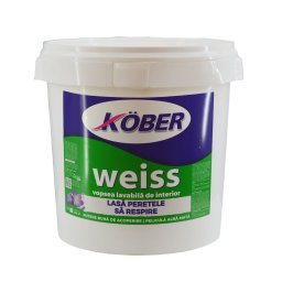Vopsea lavabila interior, Kober, Weiss, 40 kg (aprox 25 litri), alb mat,