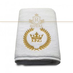 Prosop baie Broderie King, bumbac 100%, alb, 70x140cm - 680gr/mp
