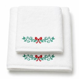Set cadou de Crăciun cu 2 prosoape brodate color, alb, 680 g/m², 100% bumbac – model Crăciun 4