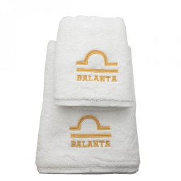 Set 2 Prosoape baie Brodate Alb cu broderie Auriu, Zodie, bumbac 100%