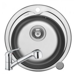 Set chiuveta inox KIBA LN & baterie FIDO crom Pyramis 100053801FC