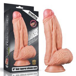 LoveToy Dual Layered Platinum Silicone Nature Cock 10" Flesh